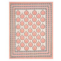 BLOCKS OF INDIA Sanganeri Print Cotton Viscose Economy King Size Bedsheet (225 X 270 CM)  DOB_BED_AURA_PAAN_PEACH