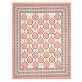 BLOCKS OF INDIA Sanganeri Print Cotton Viscose Economy King Size Bedsheet (225 X 270 CM)  DOB_BED_AURA_PAAN_PEACH