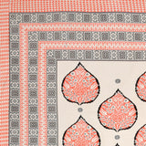 BLOCKS OF INDIA Hand Block Print Cotton King Size Bedsheet (225 X 270 CM) DOB_BED_AURA_PAAN_PEACH