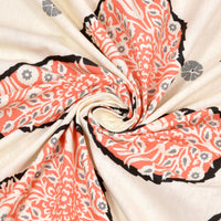BLOCKS OF INDIA Sanganeri Print Cotton Viscose Economy King Size Bedsheet (225 X 270 CM)  DOB_BED_AURA_PAAN_PEACH