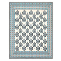 BLOCKS OF INDIA Sanganeri Print Cotton Viscose Economy King Size Bedsheet (225 X 270 CM) DOB_BED_AURA_PAAN_TURQUOISE