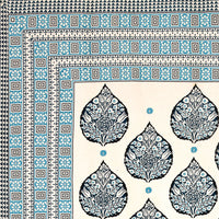 BLOCKS OF INDIA Sanganeri Print Cotton Viscose Economy King Size Bedsheet (225 X 270 CM) DOB_BED_AURA_PAAN_TURQUOISE