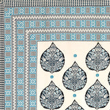 BLOCKS OF INDIA Hand Block Print Cotton King Size Bedsheet (225 X 270 CM) DOB_BED_AURA_PAAN_TURQUOISE