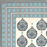 BLOCKS OF INDIA Sanganeri Print Cotton Viscose Economy King Size Bedsheet (225 X 270 CM) DOB_BED_AURA_PAAN_TURQUOISE