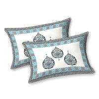 BLOCKS OF INDIA Sanganeri Print Cotton Viscose Economy King Size Bedsheet (225 X 270 CM) DOB_BED_AURA_PAAN_TURQUOISE