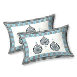 BLOCKS OF INDIA Sanganeri Print Cotton Viscose Economy King Size Bedsheet (225 X 270 CM) DOB_BED_AURA_PAAN_TURQUOISE