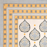 BLOCKS OF INDIA Hand Block Print Cotton King Size Bedsheet (225 X 270 CM) DOB_BED_AURA_PAAN_YELLOW