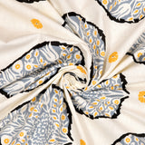 BLOCKS OF INDIA Hand Block Print Cotton King Size Bedsheet (225 X 270 CM) DOB_BED_AURA_PAAN_YELLOW