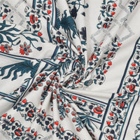 BLOCKS OF INDIA Sanganeri Print Cotton Viscose Economy King Size Bedsheet (225 X 270 CM) DOB_BED_AURA_PATCH_GREY
