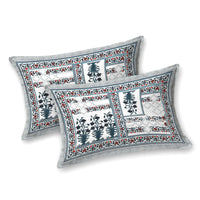 BLOCKS OF INDIA Sanganeri Print Cotton Viscose Economy King Size Bedsheet (225 X 270 CM) DOB_BED_AURA_PATCH_GREY