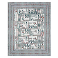 BLOCKS OF INDIA Sanganeri Print Cotton Viscose Economy King Size Bedsheet (225 X 270 CM) DOB_BED_AURA_PATCH_GREY
