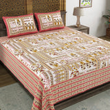 BLOCKS OF INDIA Hand Block Print Cotton King Size Bedsheet (225 X 270 CM) DOB_BED_AURA_PATCH_PEACH