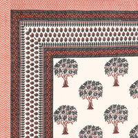 BLOCKS OF INDIA Hand Block Print Cotton King Size Bedsheet (225 X 270 CM) DOB_BED_AURA_TREE_PINK
