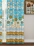 BLOCKS OF INDIA Hand Block Printed Cotton Daylight Curtain with Eyelets(Set of 2 Curtains) (Flower 214 cm / Door)