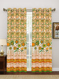 BLOCKS OF INDIA Hand Block Printed Cotton Daylight Curtains with Eyelets(Set of 2 Curtains) (Flower 214 cm/ Door)
