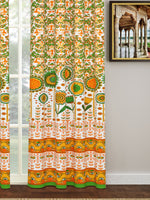 BLOCKS OF INDIA Hand Block Printed Cotton Daylight Curtains with Eyelets(Set of 2 Curtains) (Flower 214 cm/ Door)