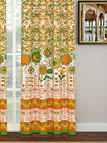 BLOCKS OF INDIA Hand Block Printed Cotton Daylight Curtains with Eyelets(Set of 2 Curtains) (Flower 214 cm/ Door)