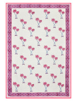 BLOCKS OF INDIA Hand Block Printed Cotton Summer Single Size Reversible Printed Malmal Dohar- Multicolor (BOIDHR_PINK BLUE TREE)