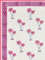 BLOCKS OF INDIA Hand Block Printed Cotton Summer Single Size Reversible Printed Malmal Dohar- Multicolor (BOIDHR_PINK BLUE TREE)