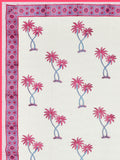 BLOCKS OF INDIA Hand Block Printed Cotton Summer Single Size Reversible Printed Malmal Dohar- Multicolor (BOIDHR_PINK BLUE TREE)