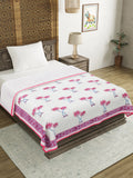 BLOCKS OF INDIA Hand Block Printed Cotton Summer Single Size Reversible Printed Malmal Dohar- Multicolor (BOIDHR_PINK BLUE TREE)