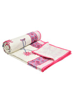 BLOCKS OF INDIA Hand Block Printed Cotton Summer Single Size Reversible Printed Malmal Dohar- Multicolor (BOIDHR_PINK BLUE TREE)