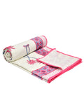 BLOCKS OF INDIA Hand Block Printed Cotton Summer Single Size Reversible Printed Malmal Dohar- Multicolor (BOIDHR_PINK BLUE TREE)