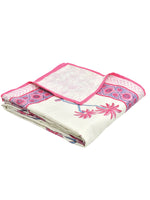 BLOCKS OF INDIA Hand Block Printed Cotton Summer Single Size Reversible Printed Malmal Dohar- Multicolor (BOIDHR_PINK BLUE TREE)