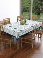 PURE COTTON RAJASTHANI HAND BLOCK PRINT SIX SEATER TABLE CLOTH (ROYAL BLUE MOTIFS)