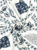BLOCKS OF INDIA Diwan Set Cotton 8 Piece | Deewan Printed Bedsheet Sets for Living Room Hall (Set of 8 Piece, 1-Bed Sheet | 2-Bolster Cover | 5-Cushion Cover (Royal Blue Motif)
