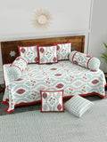 BLOCKS OF INDIA Diwan Set Cotton 8 Piece | Deewan Printed Bedsheet Sets for Living Room Hall (Set of 8 Piece, 1-Bed Sheet | 2-Bolster Cover | 5-Cushion Cover (Brick Motif)
