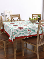 PURE COTTON RAJASTHANI HAND BLOCK PRINT SIX SEATER TABLE CLOTH (BRICK MOTIFS)