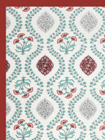 BLOCKS OF INDIA Diwan Set Cotton 8 Piece | Deewan Printed Bedsheet Sets for Living Room Hall (Set of 8 Piece, 1-Bed Sheet | 2-Bolster Cover | 5-Cushion Cover (Brick Motif)
