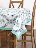 PURE COTTON RAJASTHANI HAND BLOCK PRINT SIX SEATER TABLE CLOTH (TURQUOISE BEL)