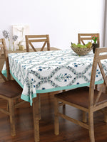 PURE COTTON RAJASTHANI HAND BLOCK PRINT SIX SEATER TABLE CLOTH (TURQUOISE BEL)