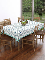 PURE COTTON RAJASTHANI HAND BLOCK PRINT SIX SEATER TABLE CLOTH (TURQUOISE BEL)