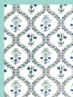 BLOCKS OF INDIA Diwan Set Cotton 8 Piece | Deewan Printed Bedsheet Sets for Living Room Hall (Set of 8 Piece, 1-Bed Sheet | 2-Bolster Cover | 5-Cushion Cover (Turquoise Bel)