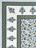 PURE COTTON RAJASTHANI HAND BLOCK PRINT SIX SEATER TABLE CLOTH (BLUE BORDER)