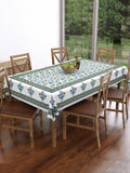 PURE COTTON RAJASTHANI HAND BLOCK PRINT SIX SEATER TABLE CLOTH (BLUE BORDER)