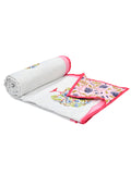 Cotton Single Size Quilt Hand Block Print for Light Winters (150x225 cm) (Pink Tol)