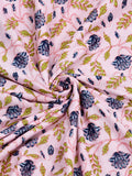 Cotton Single Size Quilt Hand Block Print for Light Winters (150x225 cm) (Pink Tol)