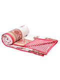 Hand Block Printed 100% Cotton Dohar King Size Reversible (PInk Peach Flower)