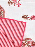 Hand Block Printed 100% Cotton Dohar King Size Reversible (PInk Peach Flower)