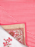 Hand Block Printed 100% Cotton Dohar King Size Reversible (PInk Peach Flower)