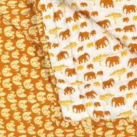 BLOCKS OF INDIA KIDS COTTON HAND BLOCK PRINTED SOFT QUILT/RAJAI/BLANKET (40 INCH X 60 INCH) (BROWN ELEPHANT)
