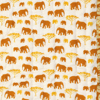 BLOCKS OF INDIA KIDS COTTON HAND BLOCK PRINTED SOFT QUILT/RAJAI/BLANKET (40 INCH X 60 INCH) (BROWN ELEPHANT)
