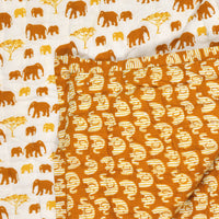BLOCKS OF INDIA KIDS COTTON HAND BLOCK PRINTED SOFT QUILT/RAJAI/BLANKET (40 INCH X 60 INCH) (BROWN ELEPHANT)