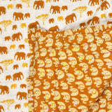 BLOCKS OF INDIA KIDS COTTON HAND BLOCK PRINTED SOFT QUILT/RAJAI/BLANKET (40 INCH X 60 INCH) (BROWN ELEPHANT)