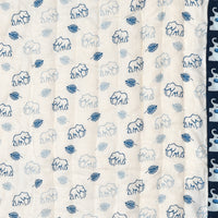 BLOCKS OF INDIA KIDS COTTON HAND BLOCK PRINTED SOFT QUILT/RAJAI/BLANKET (40 INCH X 60 INCH) (BLUE ELEPHANT)