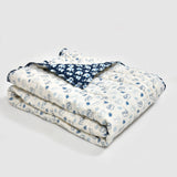 BLOCKS OF INDIA KIDS COTTON HAND BLOCK PRINTED SOFT QUILT/RAJAI/BLANKET (40 INCH X 60 INCH) (BLUE ELEPHANT)